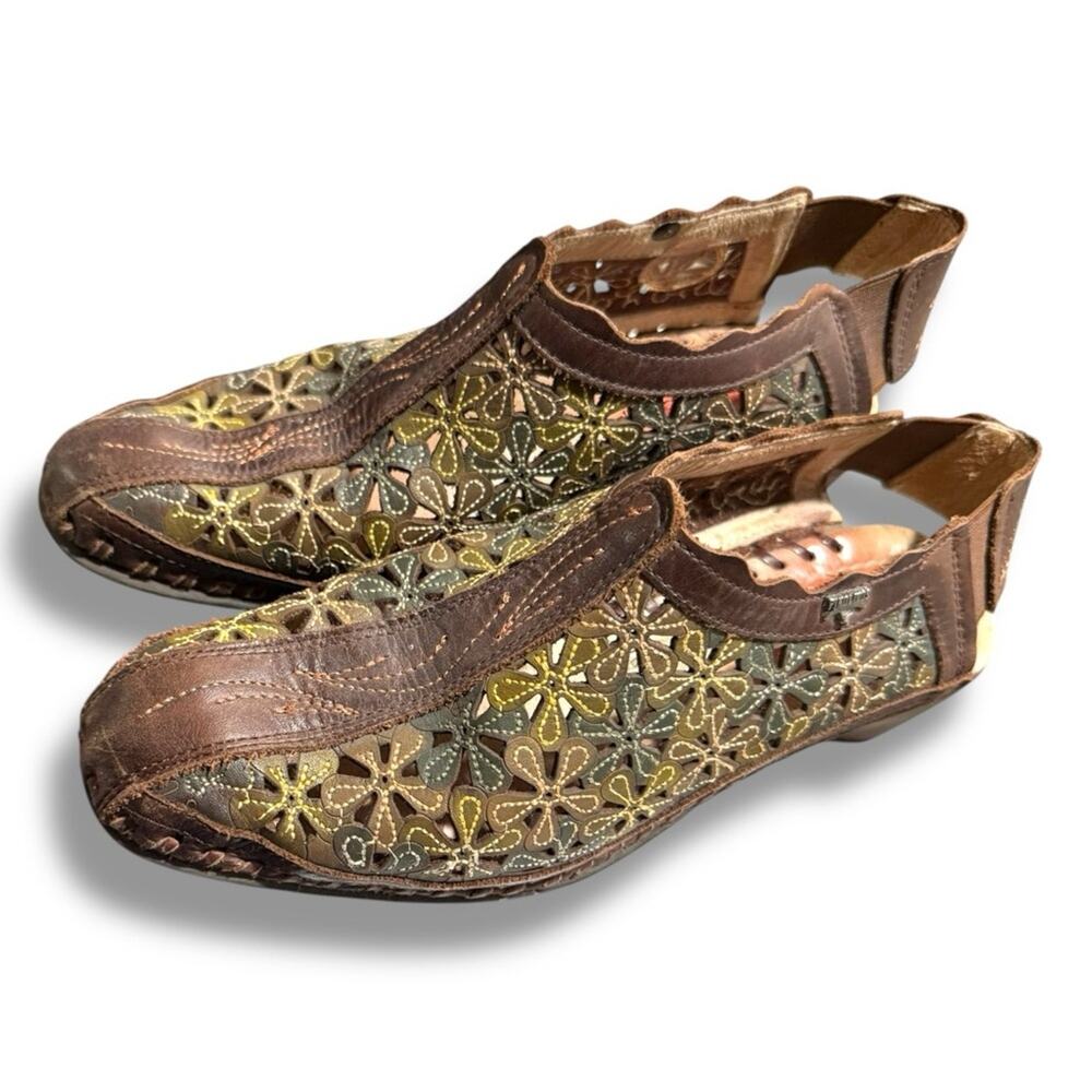 Pikolinos Romana Leather Slingback Boho Laser Cut Mules - Picture 3 of 6